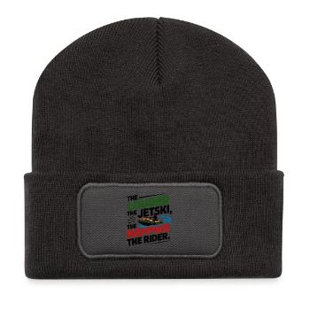 Jetski drôle et bruyant, bonheur - Beanie recyclé à patch - charbon - Devant