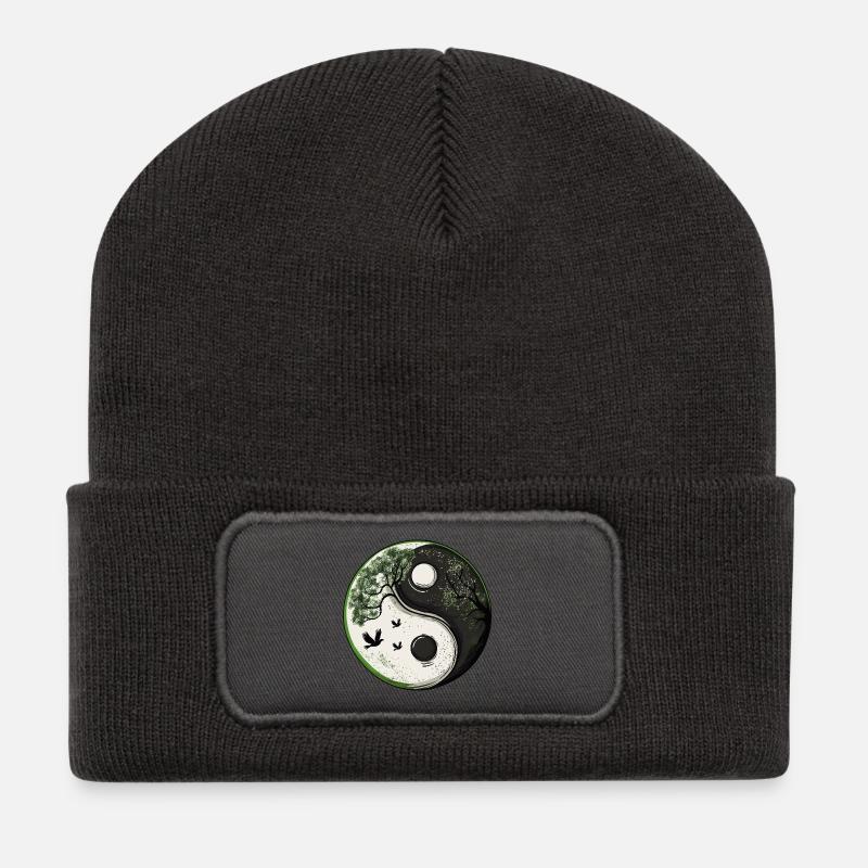 Yin and Yang Nature Version :) - Recycled Patch Beanie - dark grey