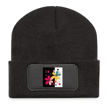 Fleurs abstraites en contraste moderne - Beanie recyclé à patch - charbon - Devant