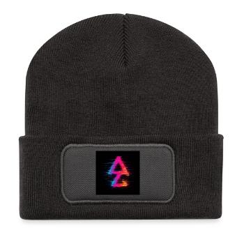 Neon Glitch Dreieck Aura - Recycelte Patch Beanie - Dunkelgrau - Vorne