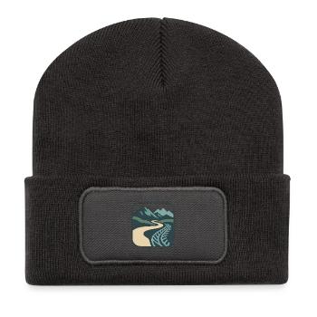 Sentier de montagne avec rail et chemin - Beanie recyclé à patch - charbon - Devant
