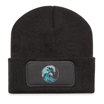 Dynamic Wave Art Illustration - Recycled Patch Beanie - dark grey - Front