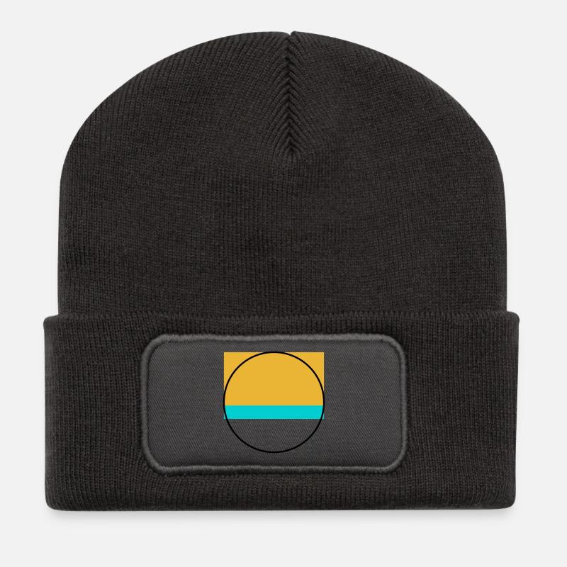 Minimalist Sunset Over Ocean - Recycled Patch Beanie - dark grey