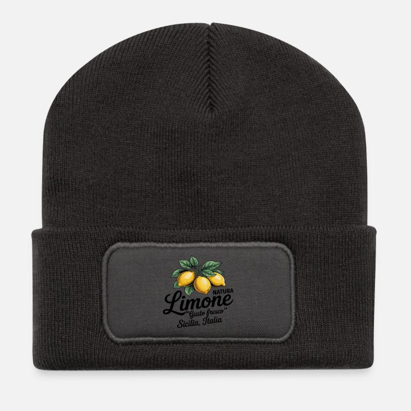 Zitrone - Limone sicilia italia - Recycelte Patch Beanie - Dunkelgrau
