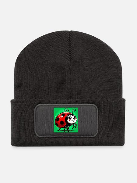 Marienkäfer - Recycelte Patch Beanie - Dunkelgrau