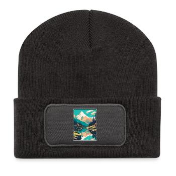 Silvretta Alps Schweiz Reiseplakat Stadtlandschaft - Recycelte Patch Beanie - Dunkelgrau - Vorne