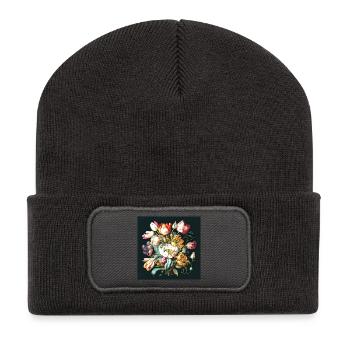 Bouquet of flowers in oil painting aesthetics of old masters - Recycled Patch Beanie - dark grey - Front