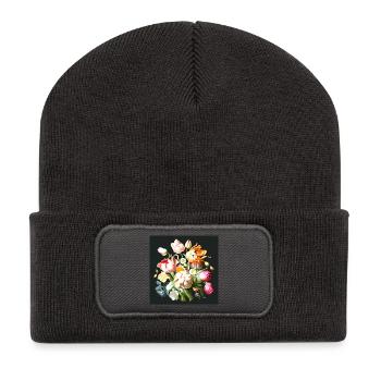 Elegant pastel flower composition of old masters - Recycled Patch Beanie - dark grey - Front