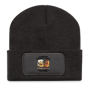 Bière et hot-dog - Beanie recyclé à patch - charbon - Devant
