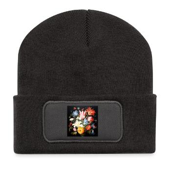 Flower bouquet in baroque style Flemish old masters - Recycled Patch Beanie - dark grey - Front