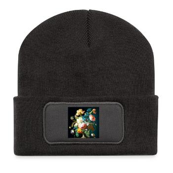 Blumenstrauß Amalfikunst barock flämischer Stil - Recycelte Patch Beanie - Dunkelgrau - Vorne