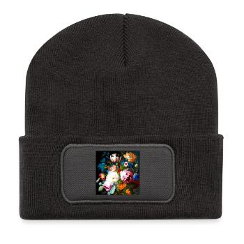Bouquet de fleurs Vineta avec variété de fleurs flamande - Beanie recyclé à patch - charbon - Devant