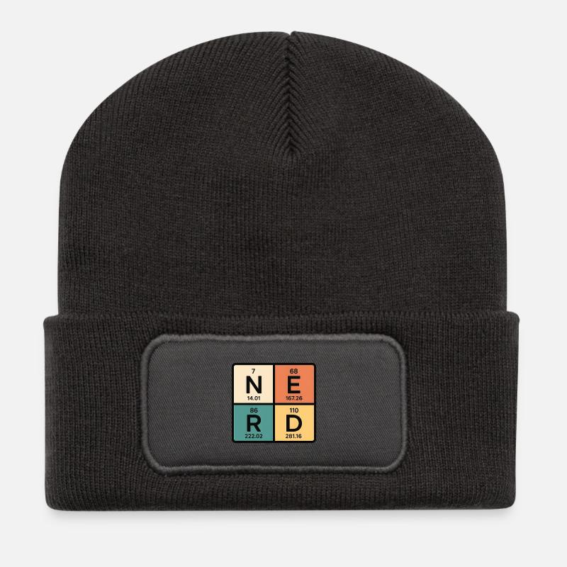 Periodic Table Abstract Art - Recycled Patch Beanie - dark grey