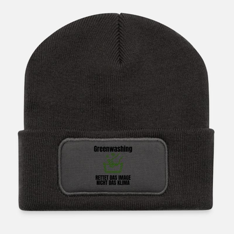 Handwäsche Illustration Trend - Recycelte Patch Beanie - Dunkelgrau