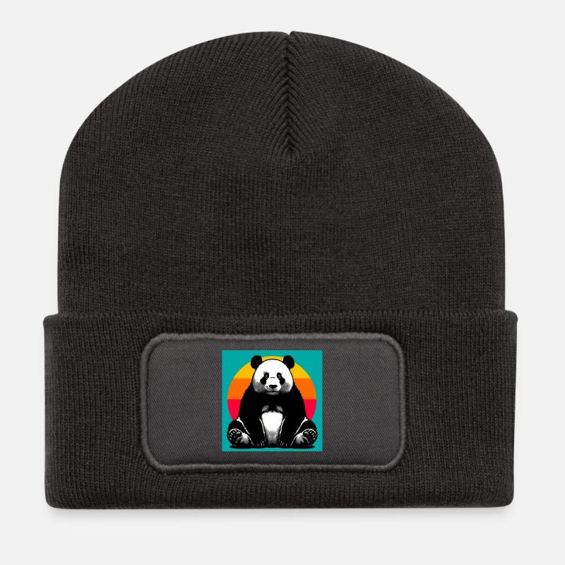 Panda - Recycelte Patch Beanie - Dunkelgrau