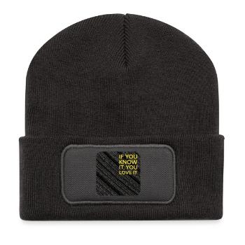 If u know it, you love it - Recycelte Patch Beanie - Dunkelgrau - Vorne