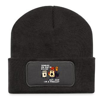Deux de pique ? Non, je suis une Pinella - Beanie recyclé à patch - charbon - Devant