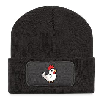 Dessin animé de poulet - Beanie recyclé à patch - charbon - Devant