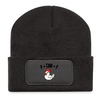 Sarkastisches Huhn F-CAW-F - Recycelte Patch Beanie - Dunkelgrau - Vorne