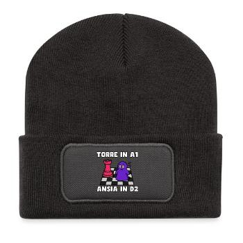 Tour en A1, Anxiété en D2 - Beanie recyclé à patch - charbon - Devant