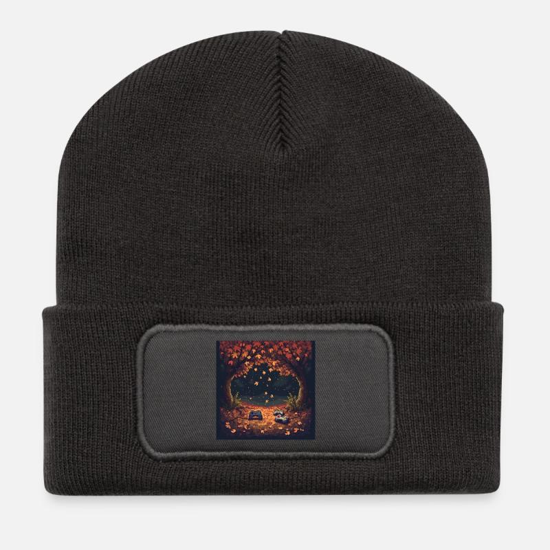 Pixel Autumn Leaves - Recycled Patch Beanie - dark grey