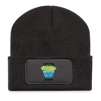 Je supplie ton jardin - Dessin animé de plante drôle - Beanie recyclé à patch - charbon - Devant