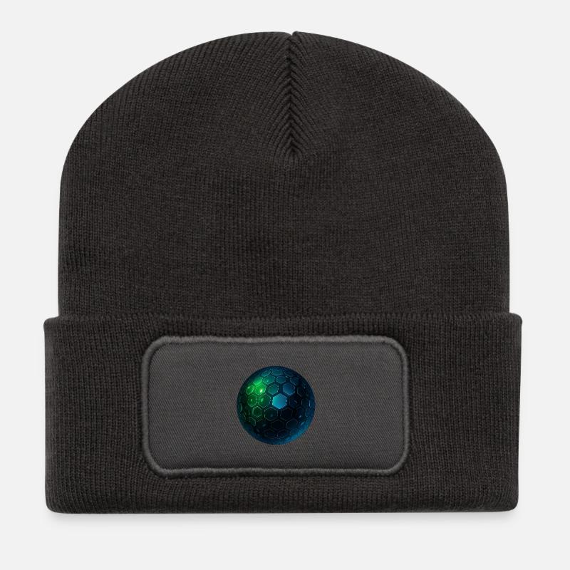 Neon Hexagon Sphere - Recycled Patch Beanie - dark grey