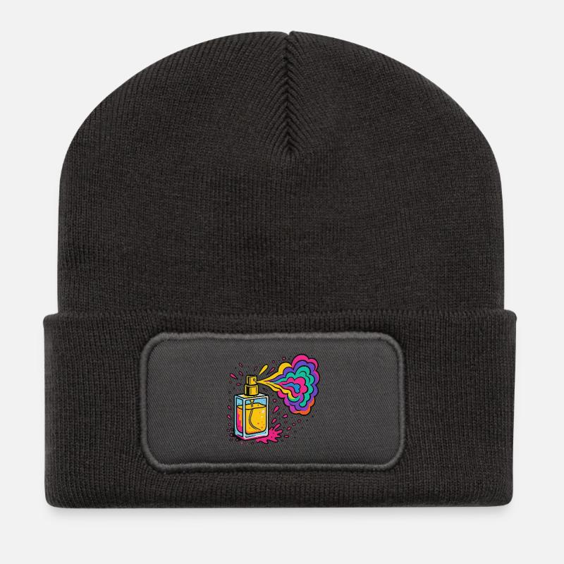 Neon Parfüm Farbexplosion - Recycelte Patch Beanie - Dunkelgrau