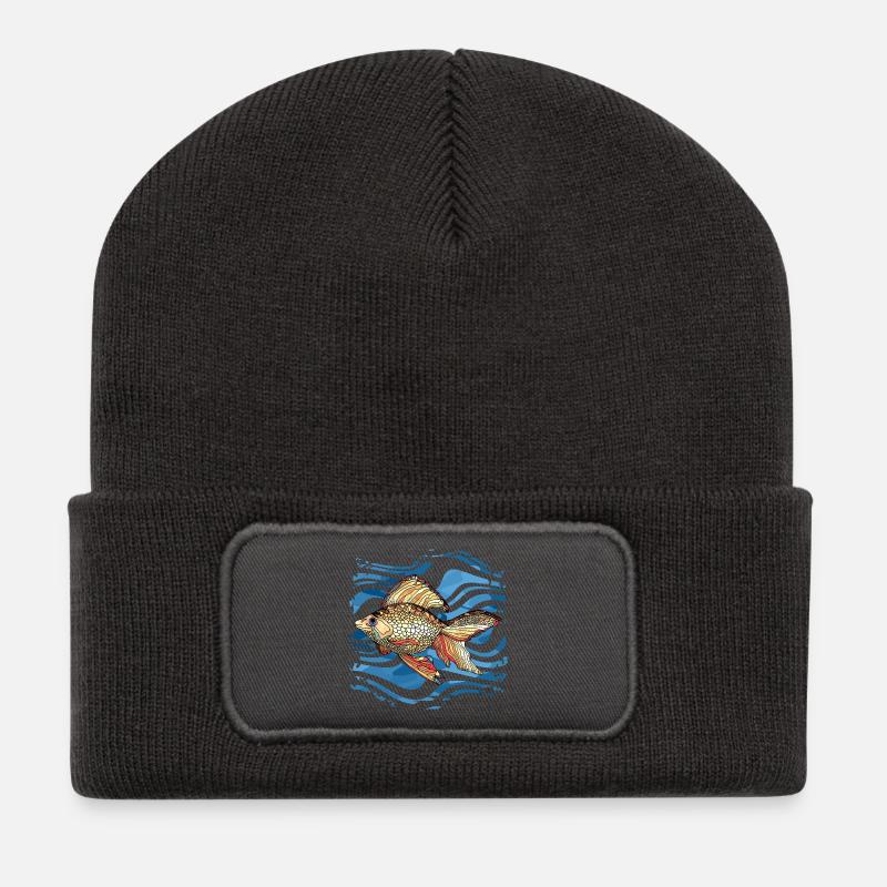 Fisch - Recycelte Patch Beanie - Dunkelgrau