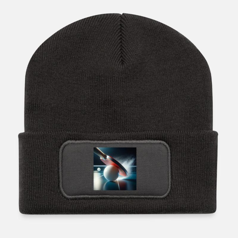 Sport, Tischtennis - Recycelte Patch Beanie - Dunkelgrau