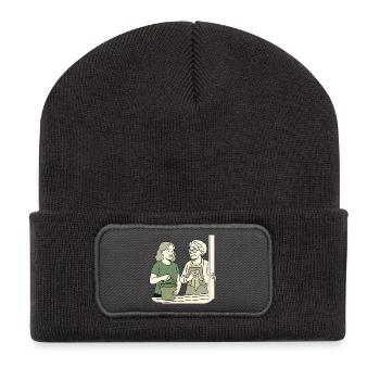 Mamie Karin - Beanie recyclé à patch - charbon - Devant