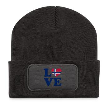 Amour - Drapeau de la Norvège - Norvège - Norvège - Beanie recyclé à patch - charbon - Devant
