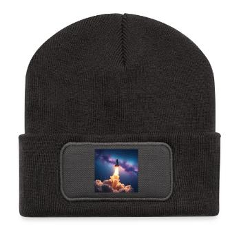Saut de fusée à travers la galaxie nébuleuse - Beanie recyclé à patch - charbon - Devant