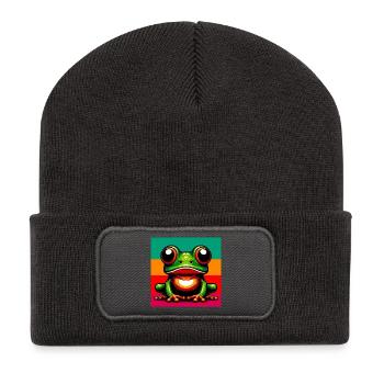 grenouille - Beanie recyclé à patch - charbon - Devant