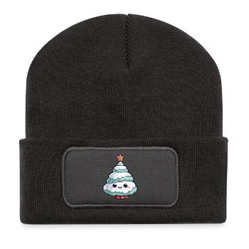 Étoile d’arbre enneigé pastel - Beanie recyclé à patch - charbon - Devant