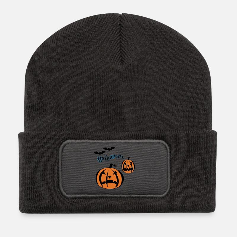 Halloween-- - Recycelte Patch Beanie - Dunkelgrau