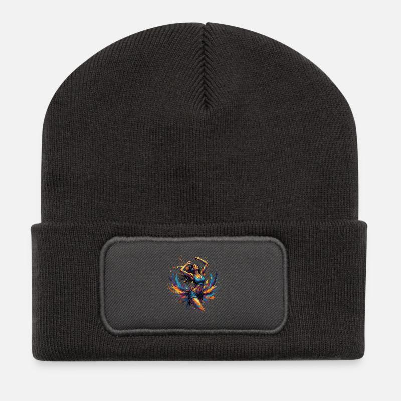 Vibrant_Sound_and_Color_Splash - Recycelte Patch Beanie - Dunkelgrau