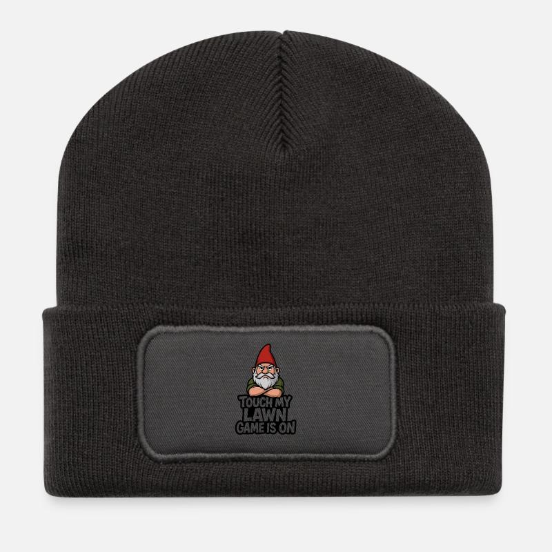 Gartenzwerg Drohgebärde Touch Lawn - Recycelte Patch Beanie - Dunkelgrau