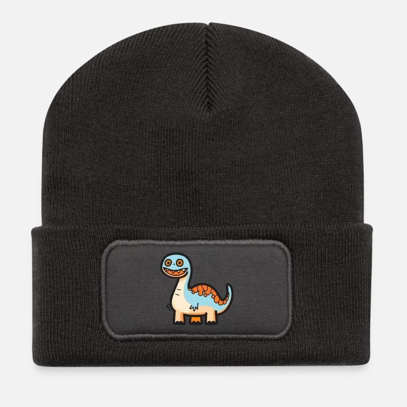 Dinosaurier brontosaurus Halloween Lustig - Recycelte Patch Beanie - Dunkelgrau