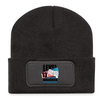 Flammen Gamepad Retro 13 Jahre alt Bestseller - Recycelte Patch Beanie - Dunkelgrau - Vorne