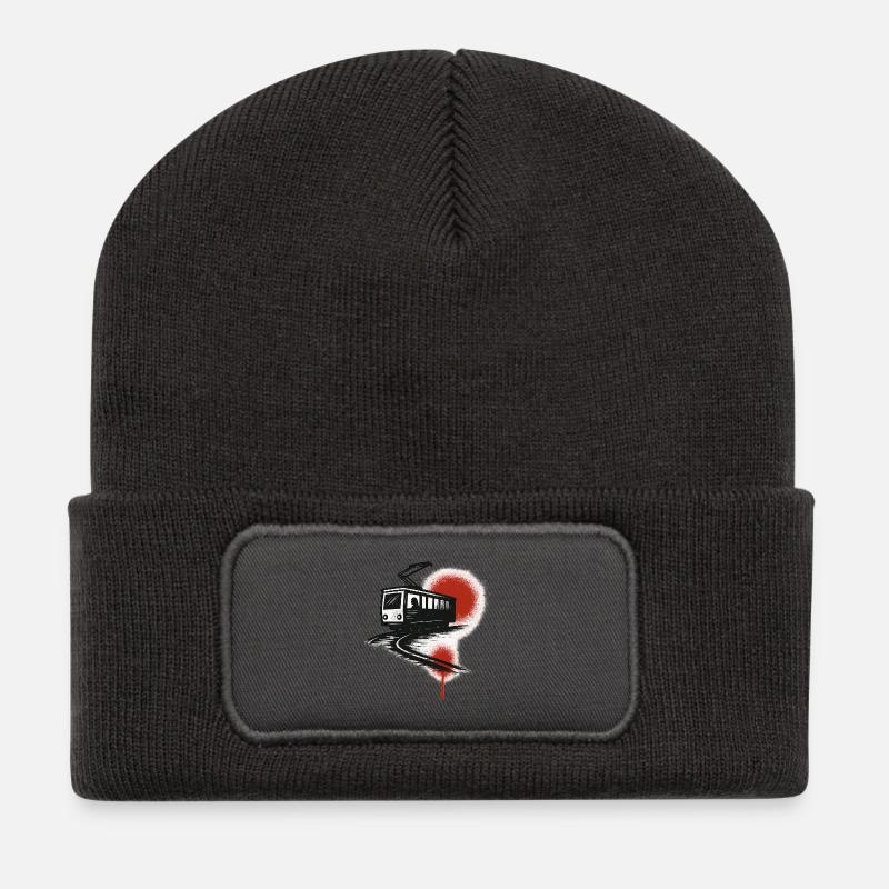 Tram on the red streak - Recycled Patch Beanie - dark grey