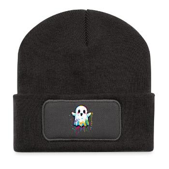 Colorful Graffiti Ghost – Cute & Halloween Style - Recycled Patch Beanie - dark grey - Front