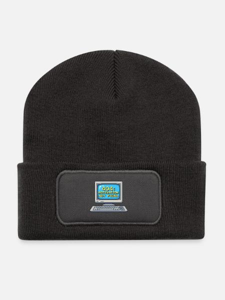 8-Bit Pixel Retro PC – 404 Motivation Not Found - Recycled Patch Beanie - dark grey