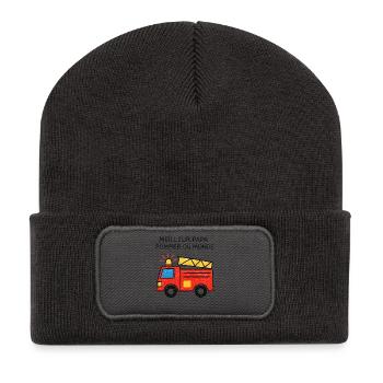 Bester Feuerwehrmann-Vater der Welt - Recycelte Patch Beanie - Dunkelgrau - Vorne