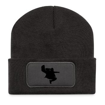 B-Boy Silhouette – Breakdance Jump Kick - Recycelte Patch Beanie - Dunkelgrau - Vorne