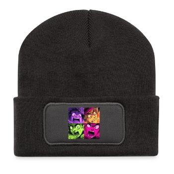 Farbenexplosion Schreie Collage Hexen - Recycelte Patch Beanie - Dunkelgrau - Vorne