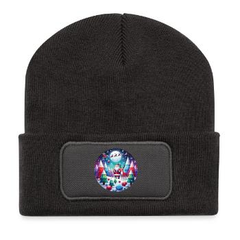 Geometric Christmas idyll Santa Elche - Recycled Patch Beanie - dark grey - Front