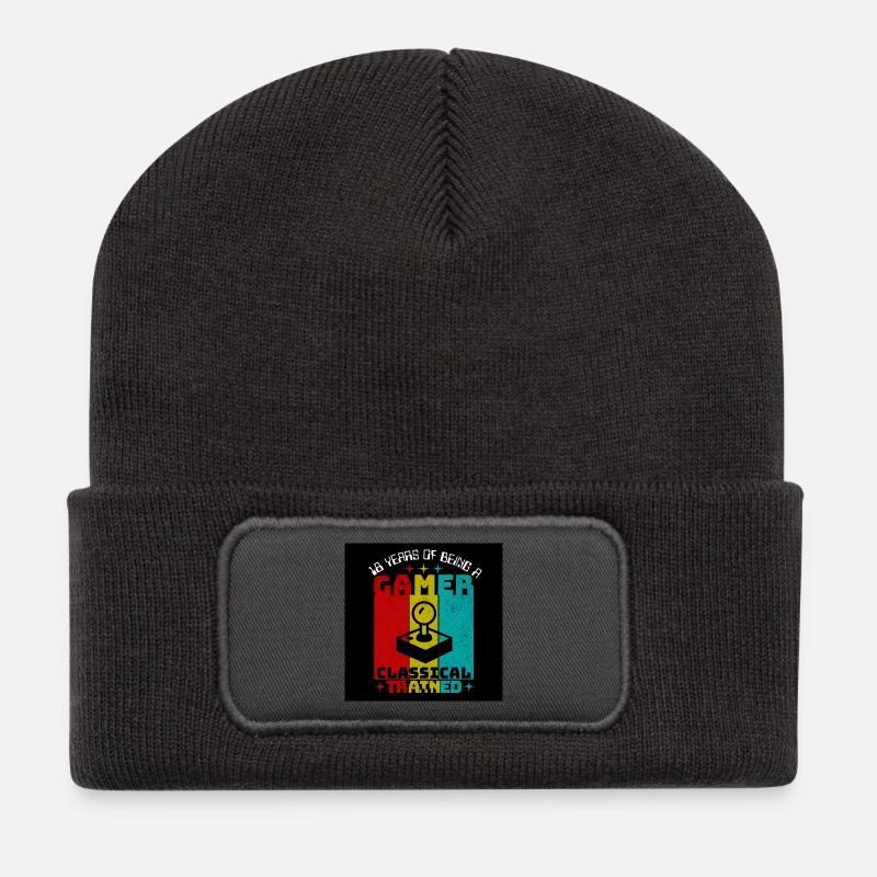 Retro Gamer 18. Jubiläum - Recycelte Patch Beanie - Dunkelgrau