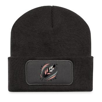 Boho Soul Feather - Recycled Patch Beanie - dark grey - Front