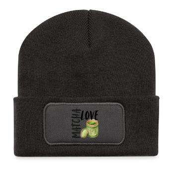 Matcha Love Matcha Latte Spruch Sprüche Geschenk - Recycelte Patch Beanie - Dunkelgrau - Vorne